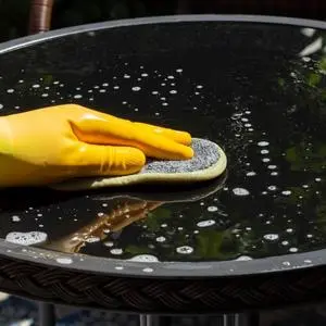 clean patio furniture with mild soap